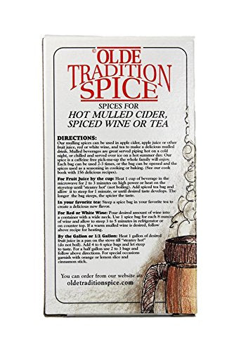 Olde Tradition Spice: Mulling Spices in Tea Bags for Apple Cider, Mulled Wine, Glühwein, Hot Toddy Holiday Drink - Sugar-Free & Caffeine-Free - 8 Count
