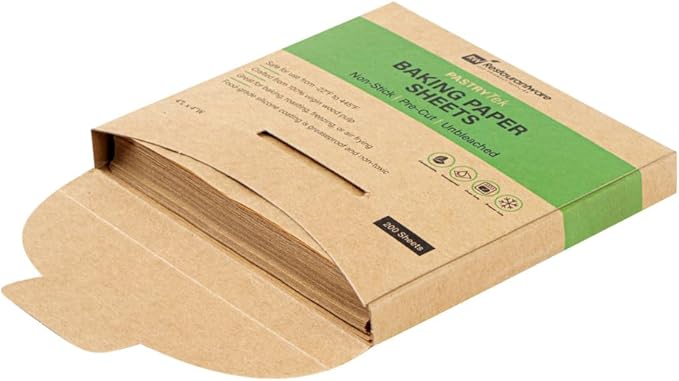 Restaurantware Pastry Tek 4 x 4 Inch Parchment Paper Sheets 1000 Greaseproof Baking Sheets For Oven - Pre-cut Double-Sided Silicone Coating Unbleached Paper Nonstick Baking Sheets Reusable