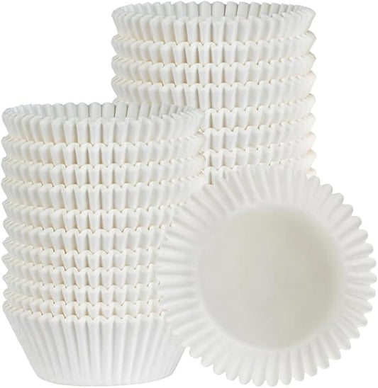 [300Pcs] Caperci Standard White Cupcake Liners for Baking - Odorless Greaseproof Paper Muffin Baking Cups for Wedding Birthday Party Baby Shower Festivals (White)