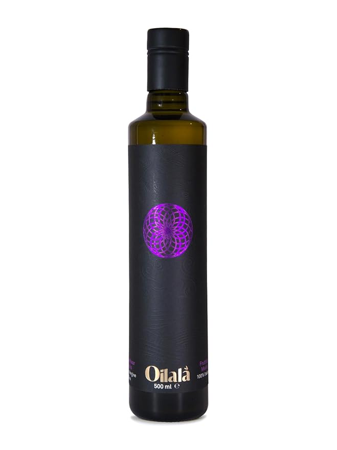 Oilala Extra Virgin Olive Oil, Robust Flavor, 2022 Gold Medal NYIOOC! filtered,Italian Family Farm Puglia, Italy, 2023/24 Harvest, Polyphenol rich, 500ml (16.9 FL Oz) (Frantoio)