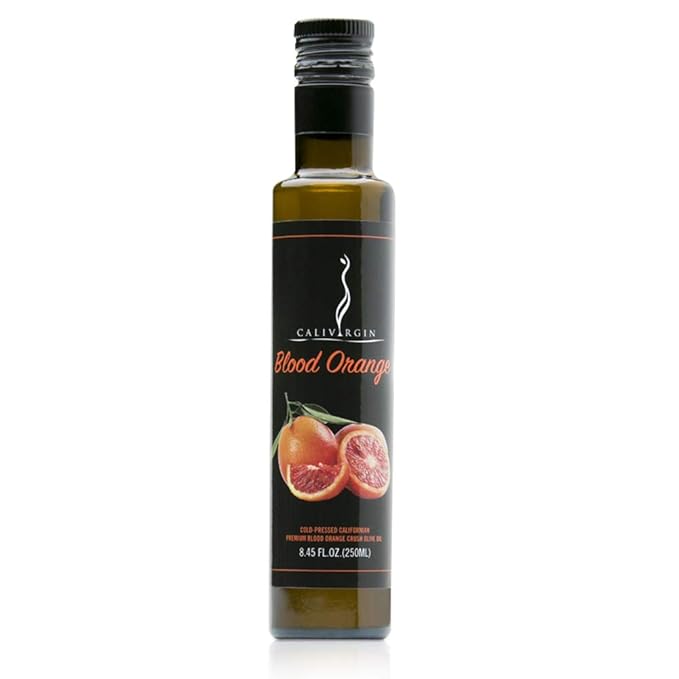 Calivirgin Blood Orange Olive Oil - Blood Orange Infused Extra Virgin Olive Oil - Cold Pressed Olive Oil - Blood Orange Flavored Olive Oil - No Preservatives, Organically Grown Olives - 250ml