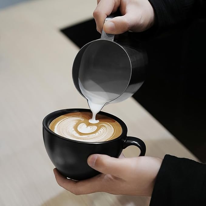 MHW-3BOMBER Milk Frothing Pitcher - 20oz/600ml Milk Frother Cup with U-Shaped Spout - SUS 304 Steaming Pitcher - Cappuccino Latte Art Cup for Barista - Quadrilateral Body - P5183-OS