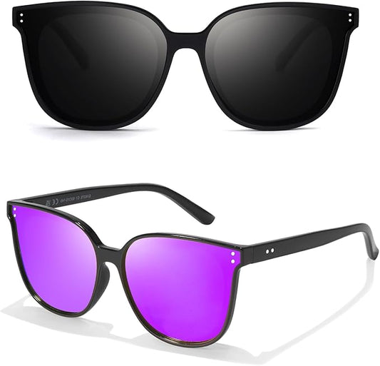 LVIOE Oversized Polarized Sunglasses for Women Trendy Large Cat Eye UV Protection Shade LS1627s