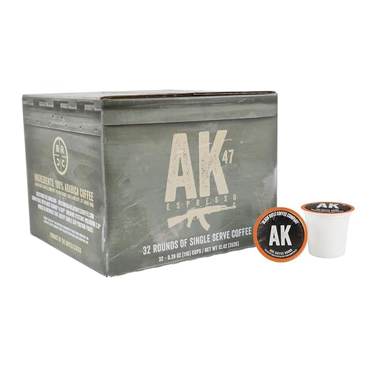 Black Rifle Coffee Company Medium Roast K Cups - Single Serve K Cups Coffee Pods - Kcup Pods Compatible with Keurig 1.0 & 2.0 - Made from Pure Arabica Beans (AK Espresso, 32 Count)