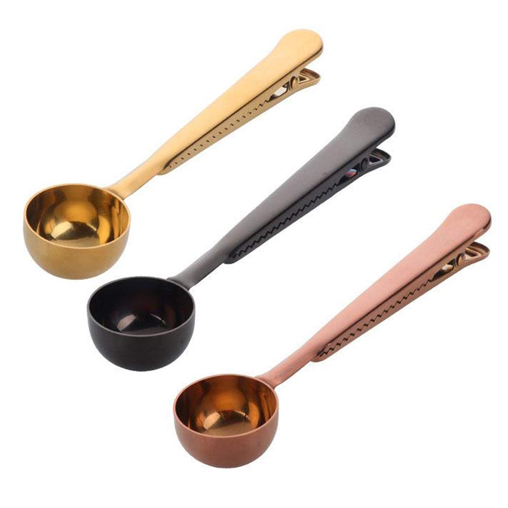 3 PCS Coffee Scoop with Clip 2 in 1 Stainless Steel