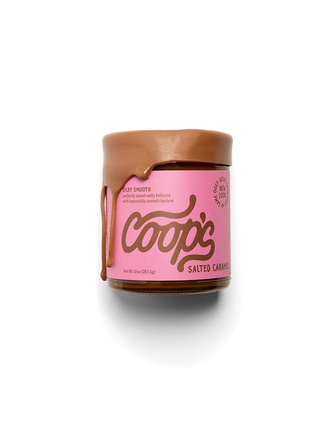Coop's Salted Caramel Sauce: Rich and Buttery, Gourmet, All Natural, Handcrafted, Gluten Free, Non-GMO, Ice Cream Toppings, Desserts, 2-Pack, 10 Ounce Each