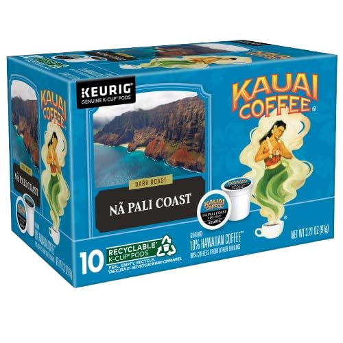 Kauai Coffee K-Cup Pods for Keurig Brewers – Arabica Coffee, 10% Hawaiian – Mild, Medium and Dark Roast, Rich, Smooth, No Bitterness – Six Flavors, 6 Packs of 10 Single Serve K-Cups