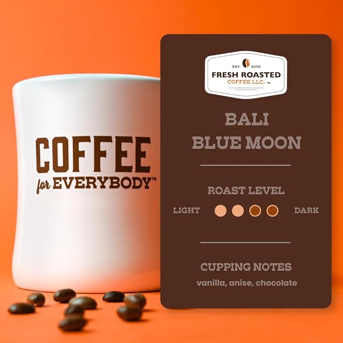 Fresh Roasted Coffee, Organic Bali Blue Moon | USDA Organic, Kosher | Medium Roast 2 lb (32 oz) Whole Bean