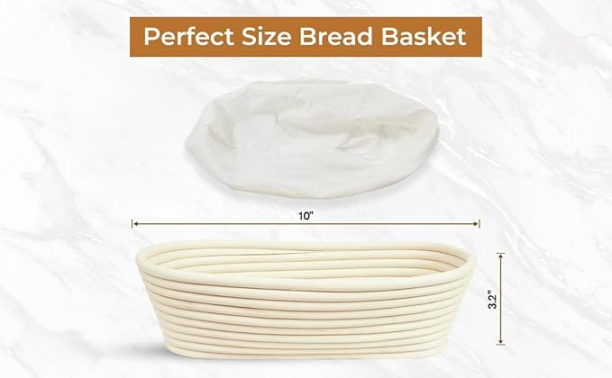 Banneton Bread Proofing Basket 9??Round & 10" Oval with Linen Liners ??Sourdough Bread Baking Supplies Kit | Natural Rattan Sourdough Proofing Basket, Bread Making Tools, Sourdough Banneton Basket