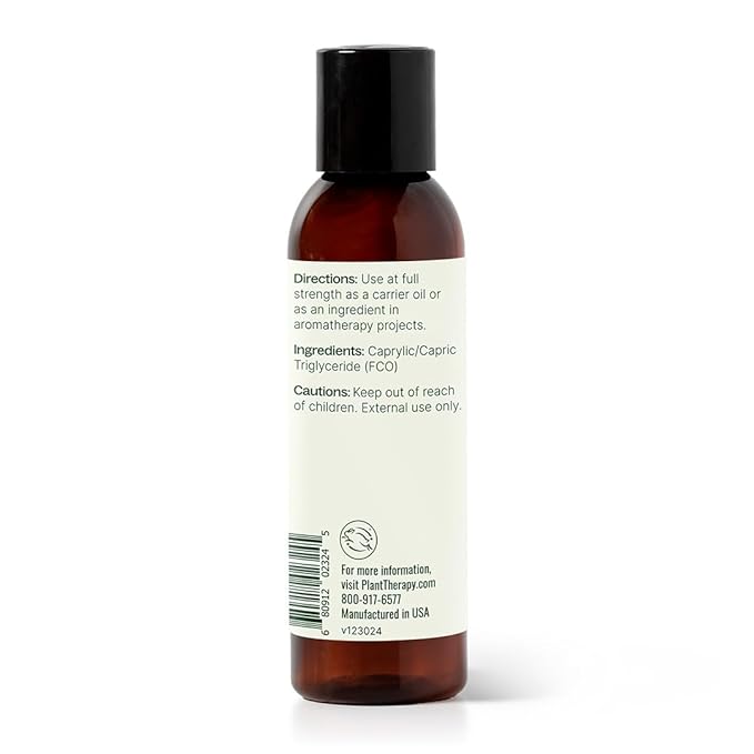 Plant Therapy Fractionated Coconut Oil for Skin, Hair, Body, Diluted Essential Oils, 100% Pure, Natural Moisturizer, Massage & Aromatherapy Liquid Carrier Oil 4 oz