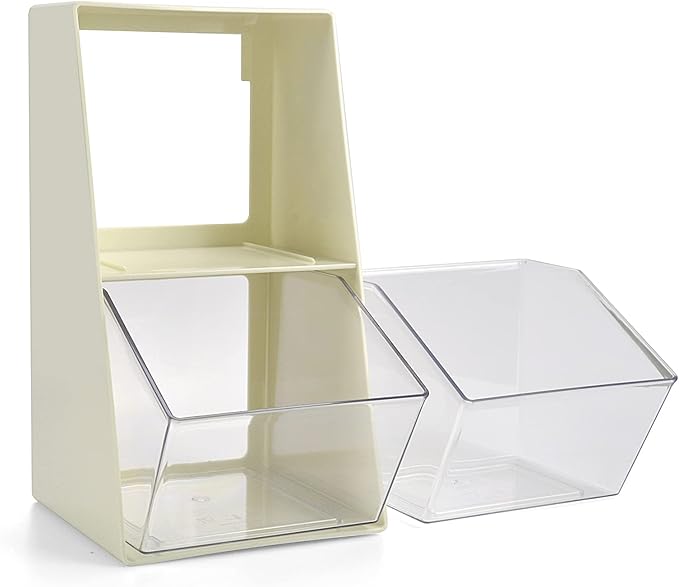 Acrylic Tea Bag Organizer Storage Box with 2 Transparent Drawers, Multi-Functional Coffee Pod K Cup Holder Container for Kitchen Home Office Organizer - White