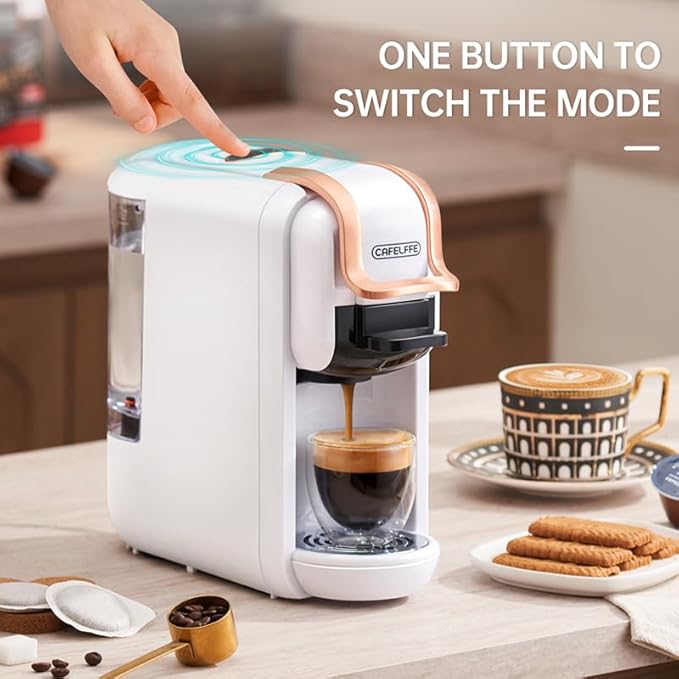 MK-603 Mini Multi Pod Coffee Maker, 4 in 1 Hot/Cold Single Serve Espresso Machine, Compatible with K Cup Pods, Nes Original,DG Capsules and Ground Coffee, Fast Brew, Black
