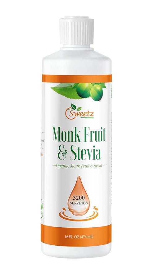 Monk Fruit & Stevia Liquid Sweetener Drops - Natural Sweeteners & Sugar Alternatives - Delicious Blend with No Bitter Aftertaste - Concentrated Sweetener Liquid Drops Extract ??16 FL OZ (3200 Servings)