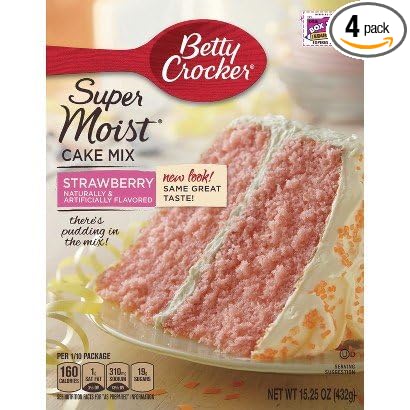 Betty Crocker Super Moist Cake Mix, Strawberry, 15.25 Oz (Pack of 4)