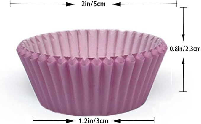 qiqee Mini 300-Count Cupcake Liners Cupcake Cups Food Grade 6 Solid Pink Purple Colors Cupcake Papers Baking Cups Cupcake Wrappers (Mini Size)