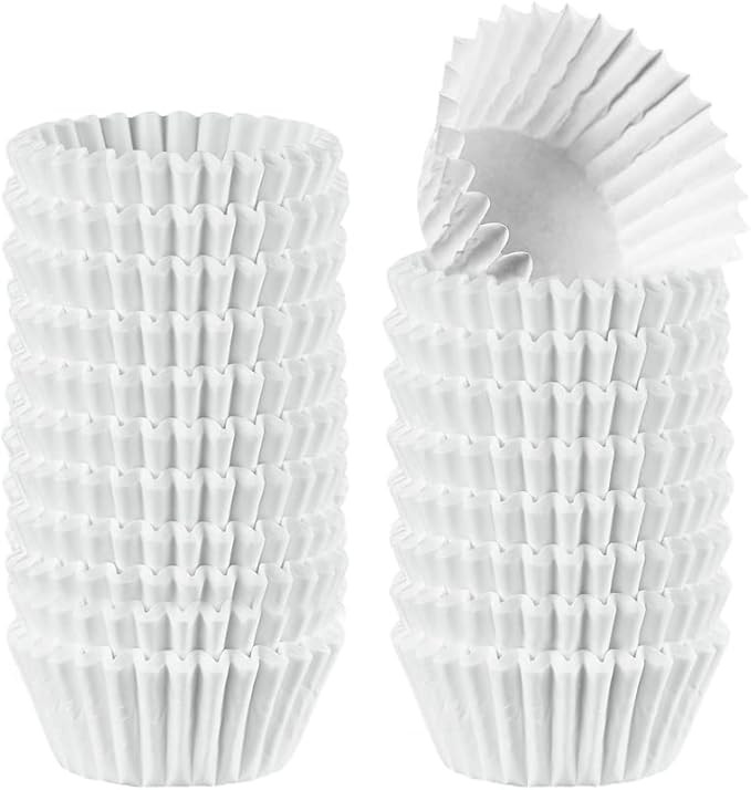 GUSTO [500 Pcs] Mini White Cupcake Liners, Food Grade & Grease-Proof, Baking Cups (Formerly Comfy Package)