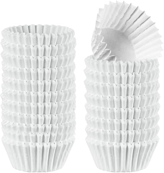 GUSTO [500 Pcs] Mini White Cupcake Liners, Food Grade & Grease-Proof, Baking Cups (Formerly Comfy Package)