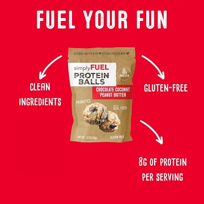 simplyFUEL Ultimate Protein Ball Variety Pack - Whole Food Balls with Probiotics - 8g Protein Snack - Gluten Free Energy Balls (10 Packs)