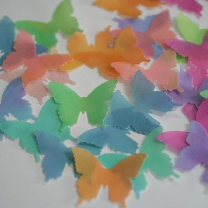 Wedding cake topper edible butterflies. 24 watercolor wafer paper butterflies for cake decorating, cupcake decorating and cookie decorating
