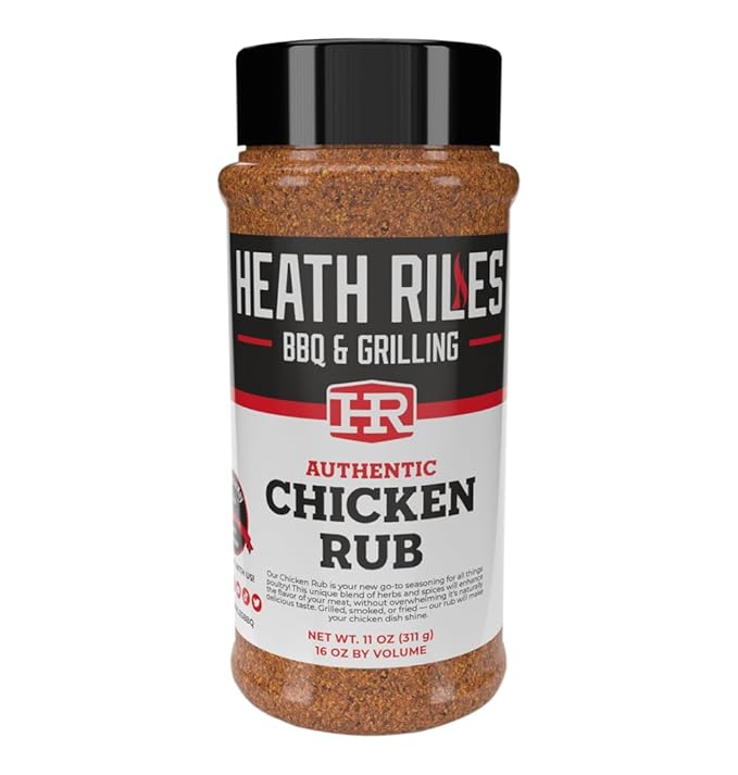 Heath Riles BBQ Rub, Chicken Rub Seasoning, Champion Pitmaster Recipe, Shaker Spice Mix, 11 oz.