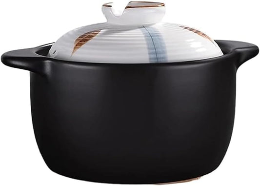 3.2 Quart Ceramic Casserole,with Lid Ceramic Pot,Heat-Resistant Round Stew Pot Soup Pot for cook bibimbap, soup, rice, stew, casserole (White3.2QT)
