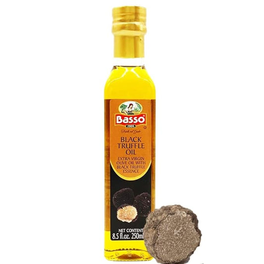 BASSO 1904 - Black Truffle Oil, Large Bottle 8.5oz (250 ml), High Concentrate, Great for Cooking, Pasta, Pizza, Risotto