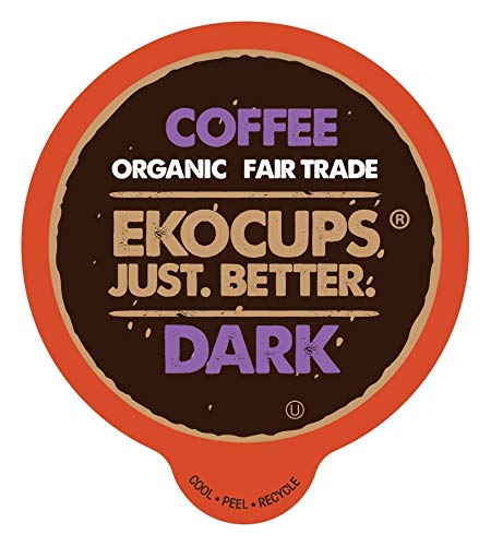 EKOCUPS Organic Dark Roast Coffee Pods, Extra 30% More Coffee Per Cup, Artisan Fair Trade, Dark Roast Coffee for Keurig K Cup Machines, Recyclable Pods, 80 Count
