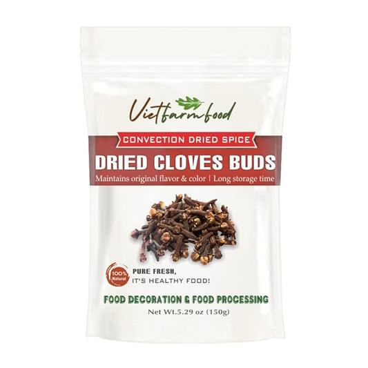DRIED CLOVE BUDS 5.29 Oz (150g) VIETFARMFOOD: Natural pure, convection dried seasoning made from real vegetables - perfect for adding flavor to any meal, from cooking, baking, salads, soups, sauces
