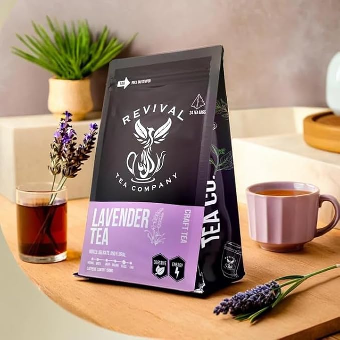 Revival Tea Company Lavender Tea - Black Tea Blend with Lavender Flowers - Loose Leaf 5 Ounces