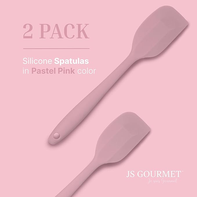 Silicone Spatula Set – 2-Piece Set of Rubber Spatulas for Non-Stick Cookware – Kitchen Tools and Accessories with Comfortable Handles, Heat-Resistant Utensils for Cooking and Baking – Pastel Pink