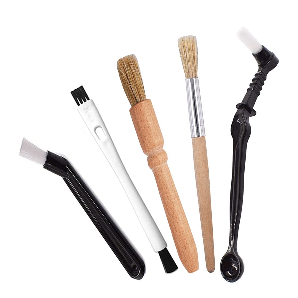 DXary 5 Pieces Coffee Brush Set Professional Espresso Brush Kit Include Wooden Coffee Grinder