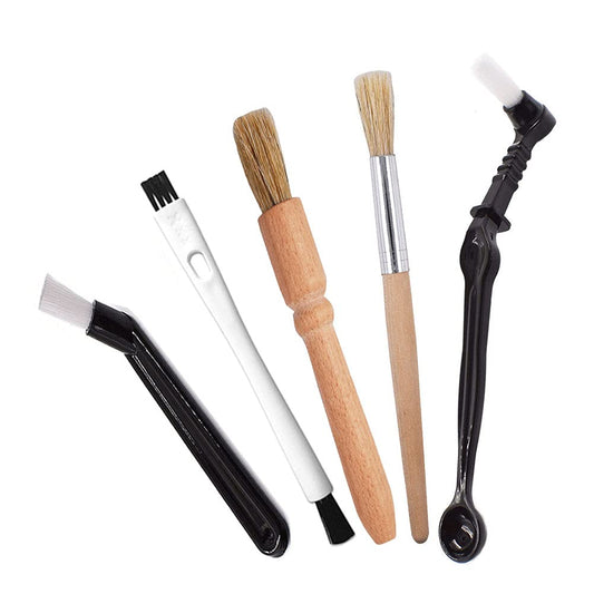 DXary 5 Pieces Coffee Brush Set Professional Espresso Brush Kit Include Wooden Coffee Grinder