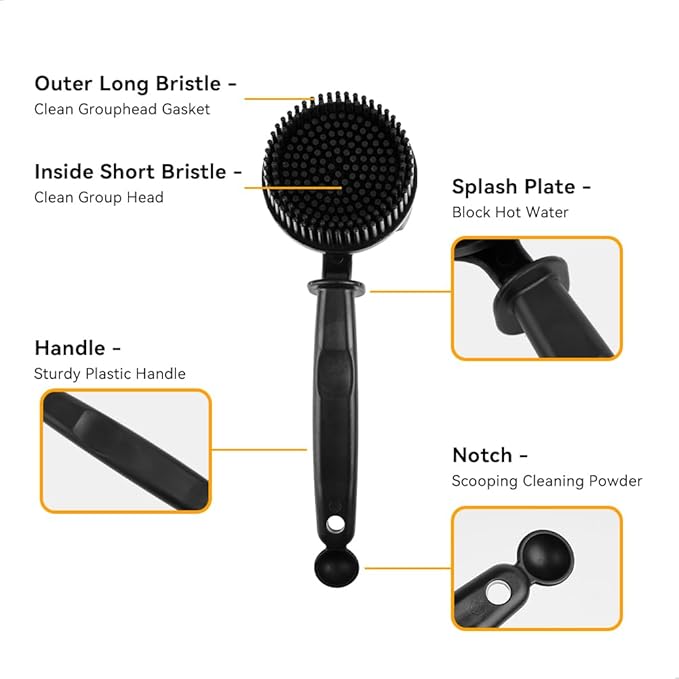 watchget Silicon Espresso Coffee Machine Cleaning Brush Professional Design for 360ì§?Cleaning of espresso Group Head Detachable Silicon Bristles for 51mm Grouphead