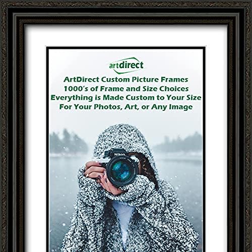 ArtDirect Custom Black Ornate Wood Picture Frame with Double Matting Fits 3x28 Image with Double Matting or 7x32 Image Without Double Matting - 11x36 Overall Framed Size with Two Inch Wide Frame