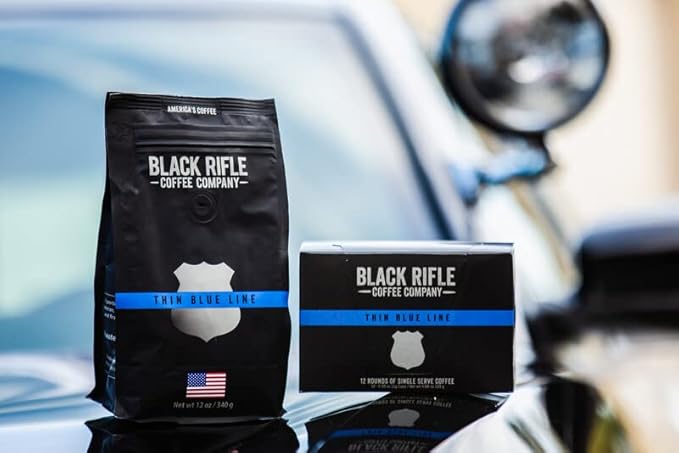 Black Rifle Coffee Company Medium Roast K Cups - Single Serve K Cups Coffee Pods - Kcup Pods Compatible with Keurig 1.0 & 2.0 - Made from Pure Arabica Beans (Thin Blue Line, 12 Count)