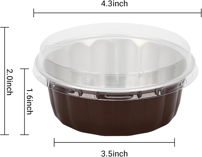 Beasea 8oz Disposable Ramekins, 100 Pack Aluminum Foil Cups with Lids, Baking Ramekin Cup Souffle Cup Muffin Cupcake Baking Cup Mini Pudding Cups for Party Wedding Birthday - Coffee Brown