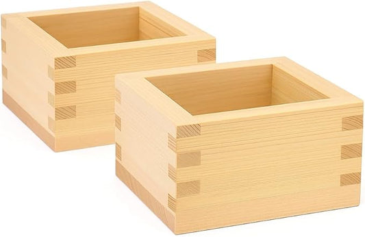 JapanBargain 3323x2, Wooden Sake Cups Masu Japanese Hinoki Wood Saki Cup Box Made in Japan, Plain, 2 ounce, Set of 2