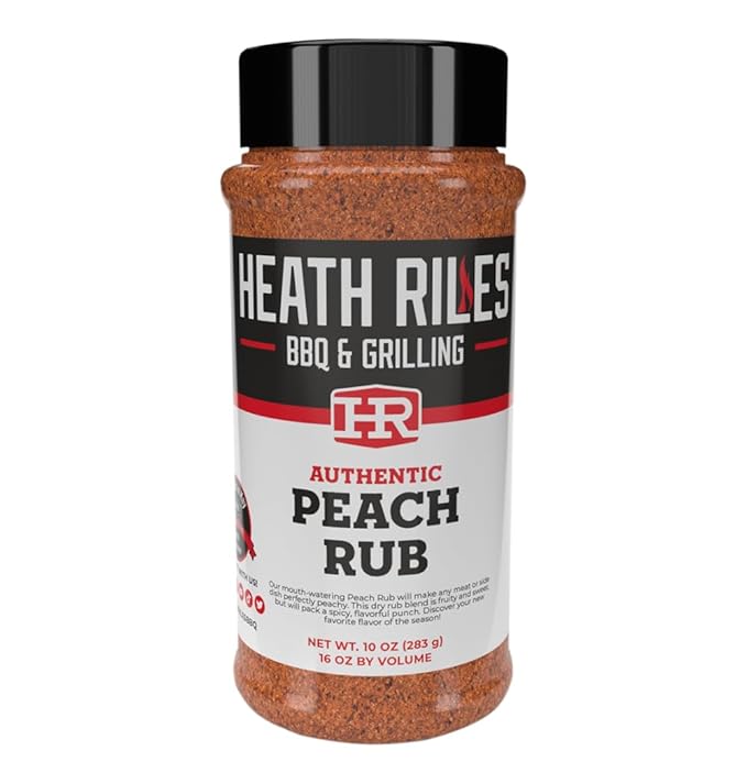 Heath Riles BBQ Rub - Peach Seasoning, Champion Pitmaster Recipe, Legendary Rubs For Smoking & Grilling, 70+ BBQ Championships, 10 oz.