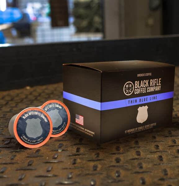 Black Rifle Coffee Company Medium Roast K Cups - Single Serve K Cups Coffee Pods - Kcup Pods Compatible with Keurig 1.0 & 2.0 - Made from Pure Arabica Beans (Thin Blue Line, 12 Count)