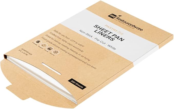 Restaurantware Pastry Tek 9 x 12 Inch Parchment Paper Sheets 1000 Greaseproof Baking Sheets For Oven - Pre-Cut Double-Sided Silicone Coating White Paper Nonstick Baking Sheets Quarter-Size