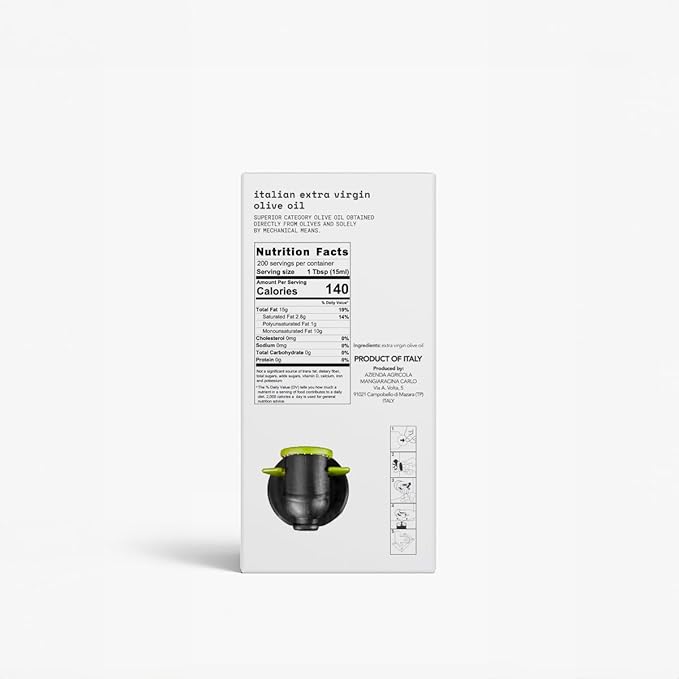 Tunnaliva EVO Oil - Italian Extra Virgin Olive Oil - 100% Nocellara del Belice - IGP Sicilia - 101,44 fl oz Bag-in-box