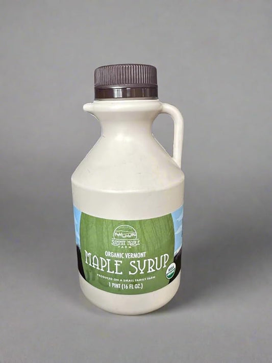 Summit Maple Farm Organic Vermont Maple Syrup, Grade A Amber Rich Flavor, Pint Plastic Jug