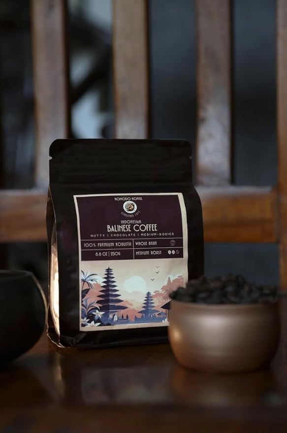Komodo Koffee Organic Balinese Specialty Coffee sourced from Bali, Indonesia - Whole bean - Medium Roast 8.8oz (250g)