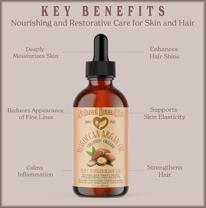 8oz Moroccan Argan Oil, 100% Pure and Natural, Cold-pressed, Organic ??Works Magic on Your Skin and Hair - Includes Pump & Flip Cap