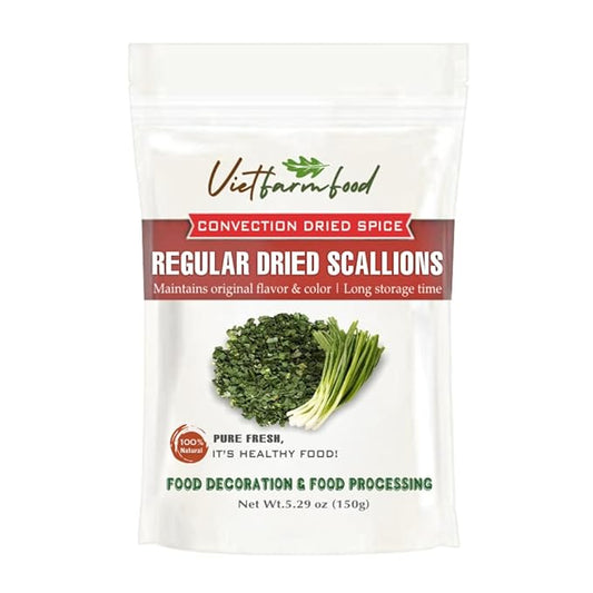 REGULAR DRIED SCALLIONS 5.29 Oz (150g) VIETFARMFOOD: Natural pure, convection dried seasoning made from real vegetable, fruit - perfect for adding flavor to meal, cooking, baking, salad, soup, sauce