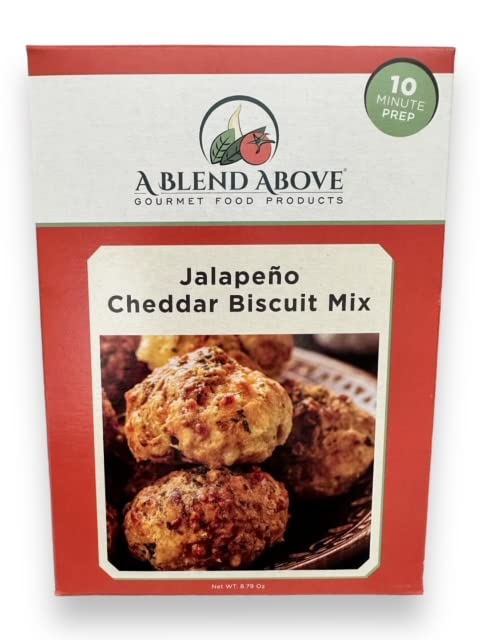 A Blend Above Jalapeno Cheddar Biscuits Mix - Easy To Make, Makes 10 Biscuits, Biscuit Mix Just Add Water - Deliciously Spicy at Every Bite, Dinner Biscuits, Biscuits & Gravy, Breakfast Biscuits, Spicy Biscuits - 10 Servings