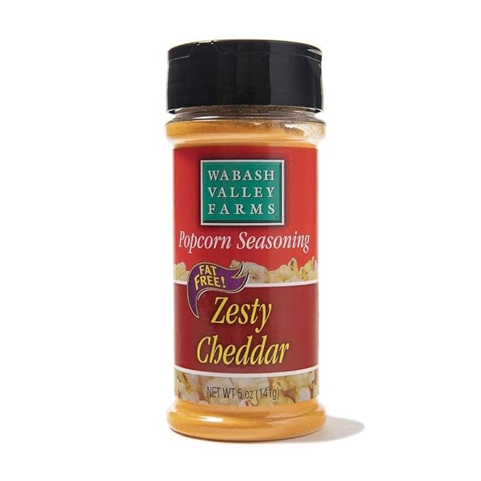 Zesty Cheddar Cheese Popcorn Seasoning - Wabash Valley Farms Cheddar Cheese Powder, Fat Free Cheese Popcorn Topping, Popcorn Flavoring Seasoning for Irresistible Cheddar Popcorn Flavor (5 oz)