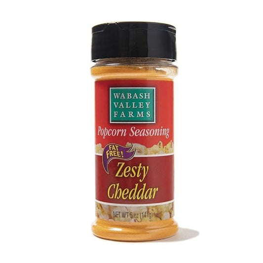 Zesty Cheddar Cheese Popcorn Seasoning - Wabash Valley Farms Cheddar Cheese Powder, Fat Free Cheese Popcorn Topping, Popcorn Flavoring Seasoning for Irresistible Cheddar Popcorn Flavor (5 oz)
