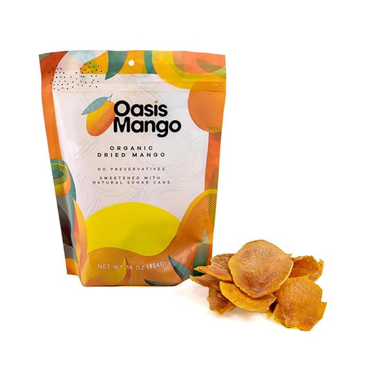 Oasis Mango - Organic Dried Mango, Low Sugar Added - Large Bag 16 oz