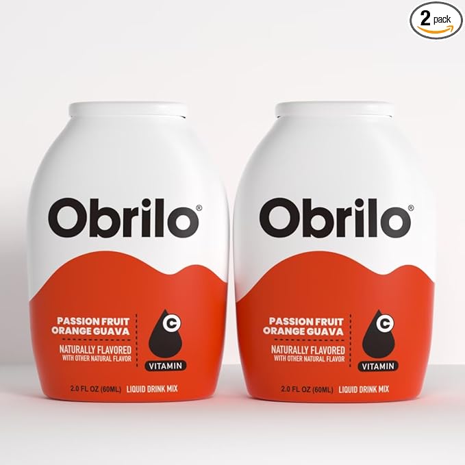 Obrilo Water Enhancer Liquid Flavoring Drops - ZERO Sugar/Calorie, Dye Free, Naturally Flavored Drink Syrup, 2.0 fl oz x 2 Bottles for Kids & Adults (Passion Fruit Guava)